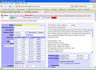 Digitalfire FORESIGHT aterials page